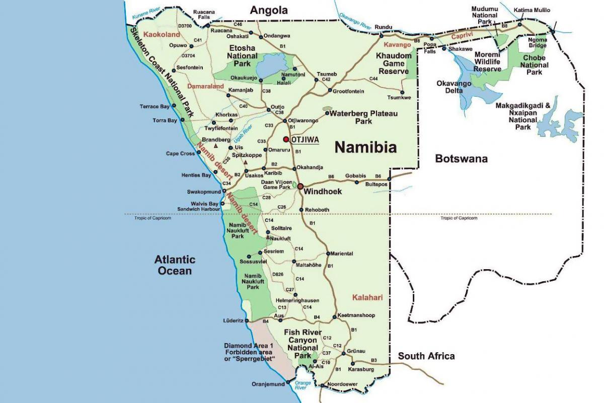 کے نقشے نمیبیا